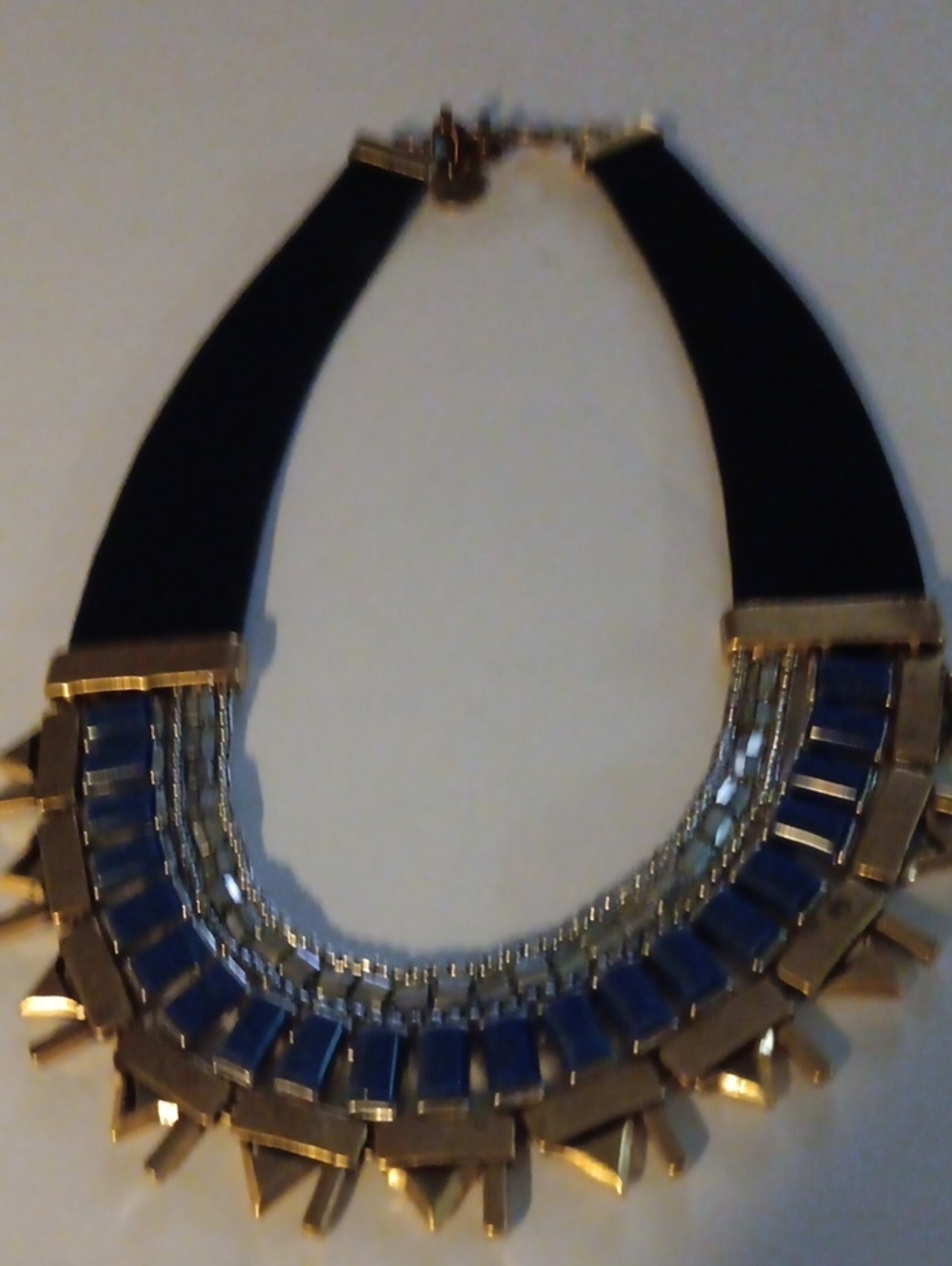 Stella & Dot Gold and Blue Collar Necklace